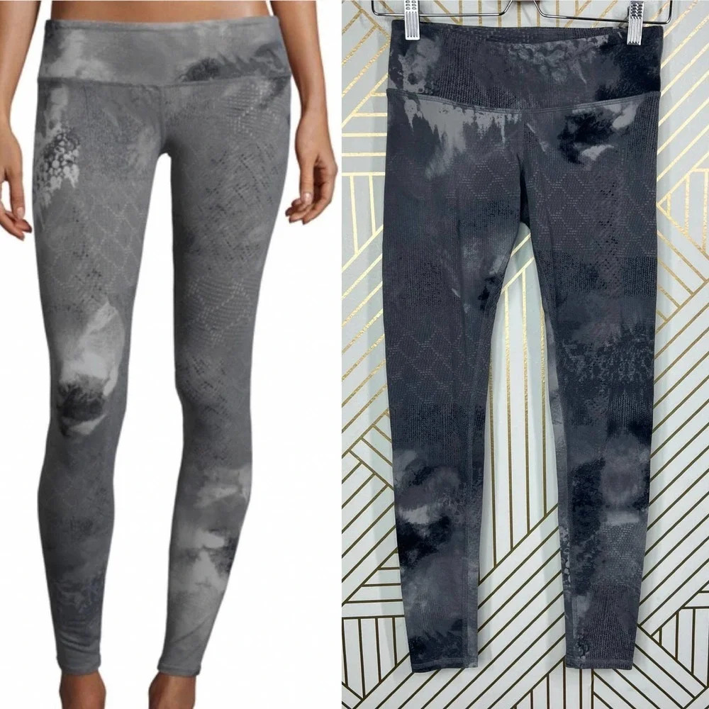Alo Yoga Leggings Airbrush Tie Dye Abstract Print Stretch Skinny Gray Size XS